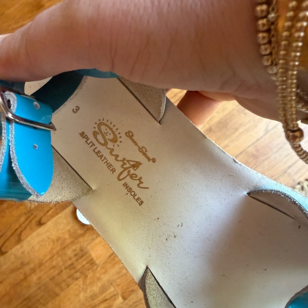 Saltwater Sufer Sandals Teal Blue Size: 3 - Picture 2 of 5